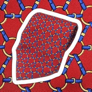 Burberrys Geometric Tie Mens Red Silk Made in Italy Designer Dapper 57"